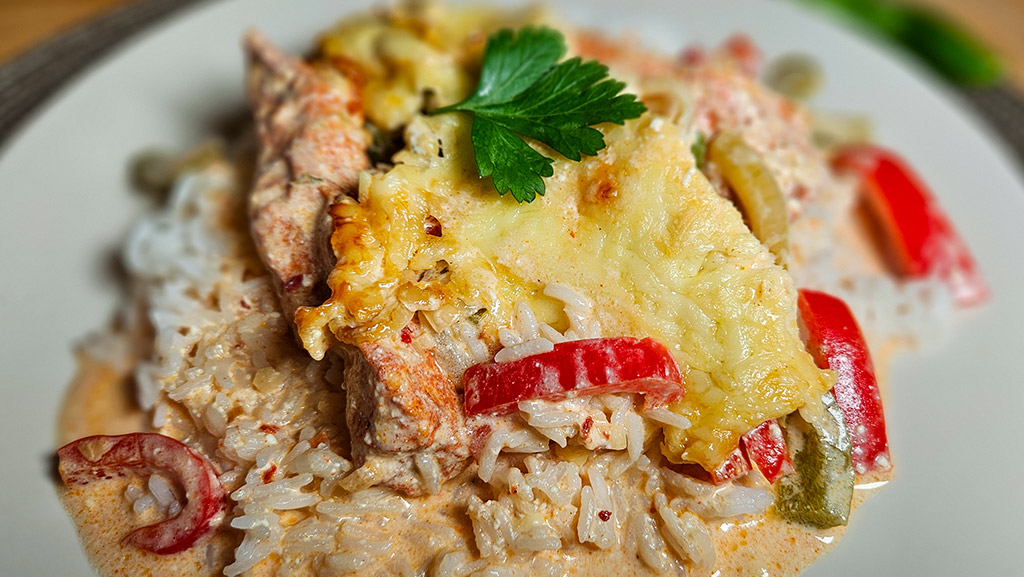 Paprika Zwiebel Sahne Hähnchen lecker