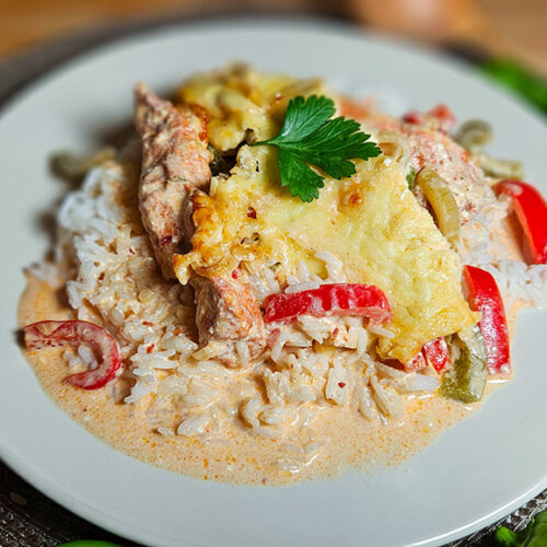 Paprika Zwiebel Sahne Hähnchen