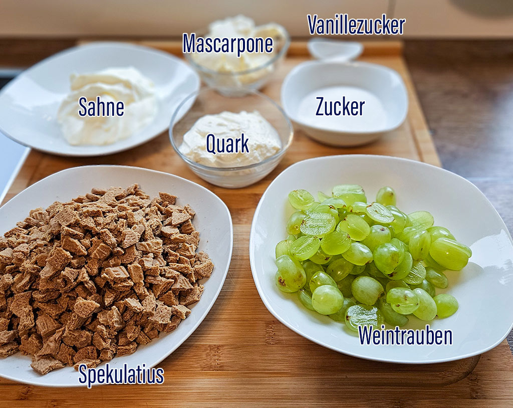Zutaten Spekulatius Trauben Schichtdessert